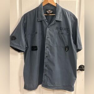 Harley-Davidson H-DMC Mechanic Shirt Mens XXL Gray Button Work Shirt Biker